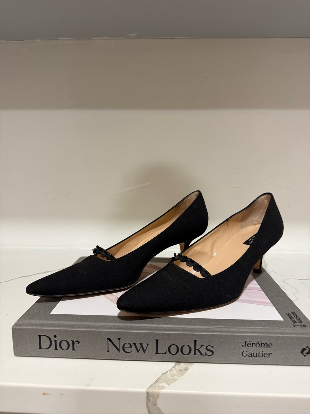 Vintage Kate Spade Black Satin Kitten Heels |
